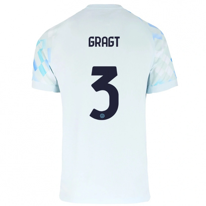Danxen Hombre Camiseta Stefanie Van Der Gragt #3 Blanco Azul 2ª Equipación 2025/26 La Camisa