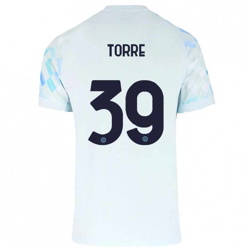 Danxen Hombre Camiseta Pietro La Torre #39 Blanco Azul 2ª Equipación 2025/26 La Camisa