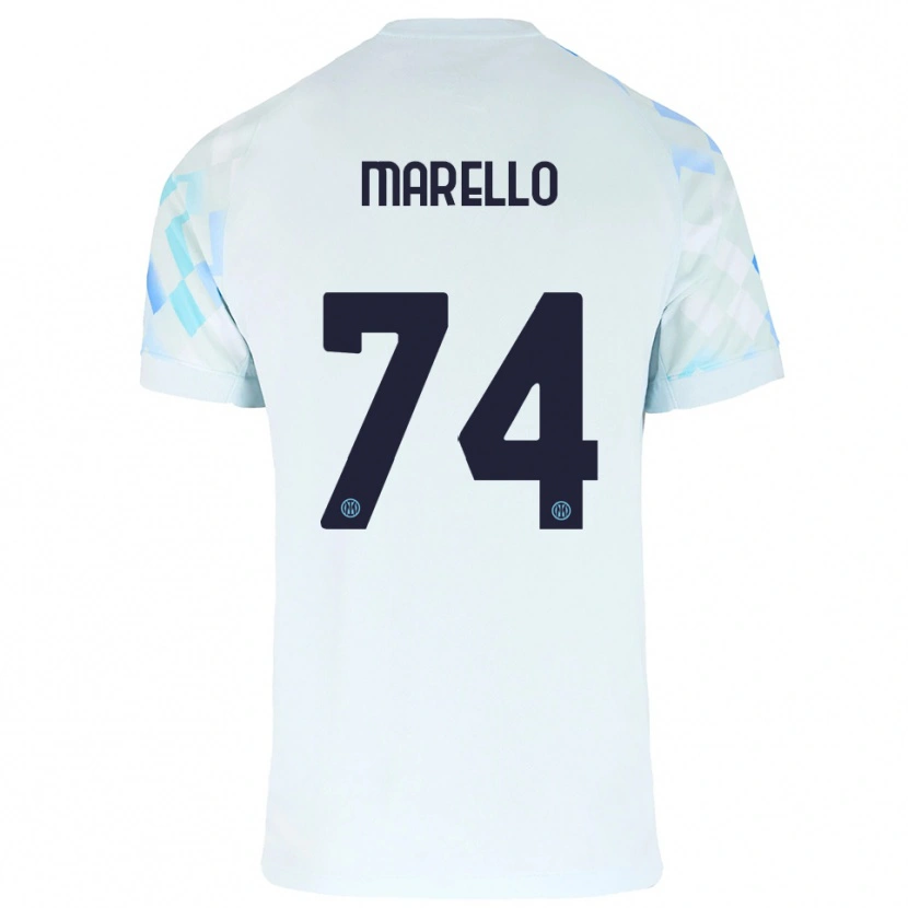 Danxen Hombre Camiseta Mattia Marello #74 Blanco Azul 2ª Equipación 2025/26 La Camisa