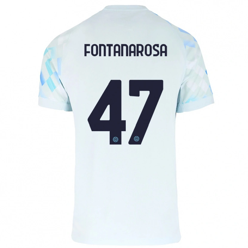 Danxen Hombre Camiseta Alessandro Fontanarosa #47 Blanco Azul 2ª Equipación 2025/26 La Camisa