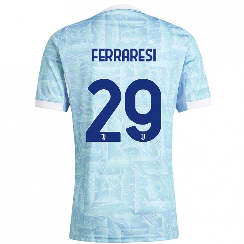 Danxen Hombre Camiseta Eleonora Ferraresi #29 Azul Cielo Amarillo 2ª Equipación 2025/26 La Camisa