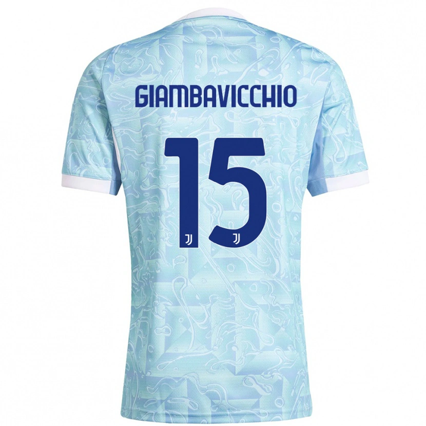 Danxen Hombre Camiseta Franco Giambavicchio #15 Azul Cielo Amarillo 2ª Equipación 2025/26 La Camisa