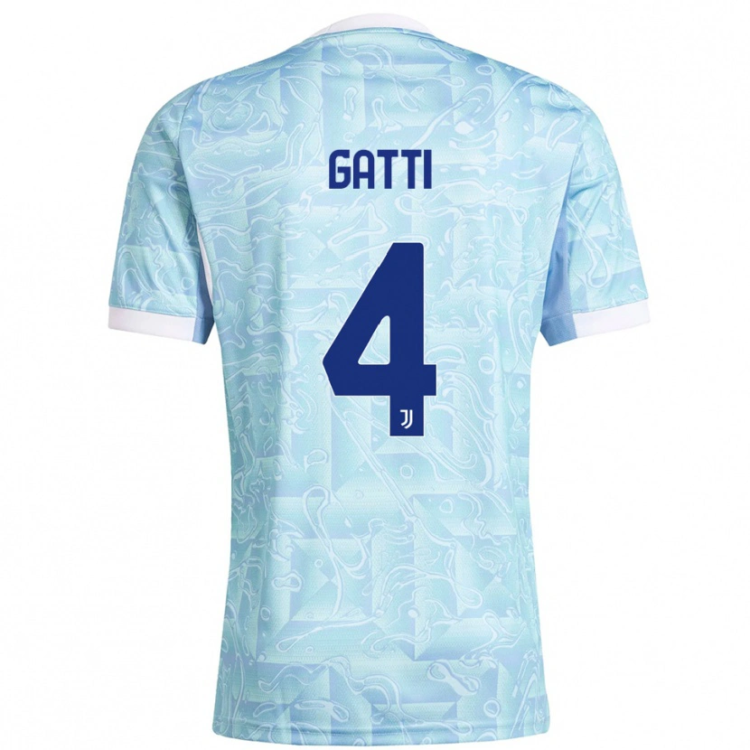 Danxen Hombre Camiseta Federico Gatti #4 Azul Cielo Amarillo 2ª Equipación 2025/26 La Camisa