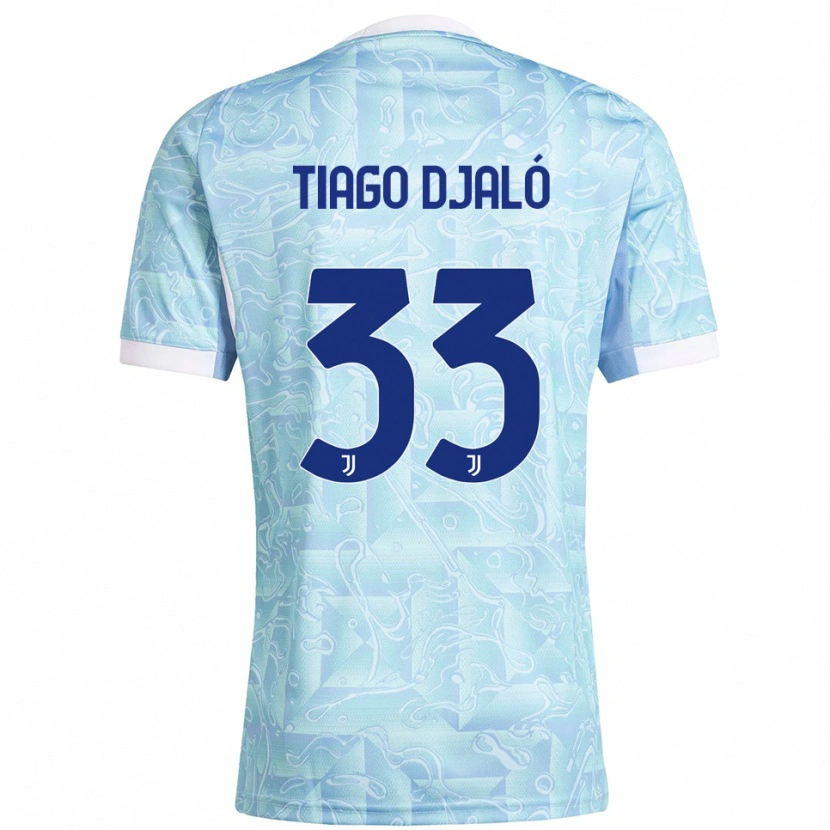 Danxen Hombre Camiseta Tiago Djaló #33 Azul Cielo Amarillo 2ª Equipación 2025/26 La Camisa