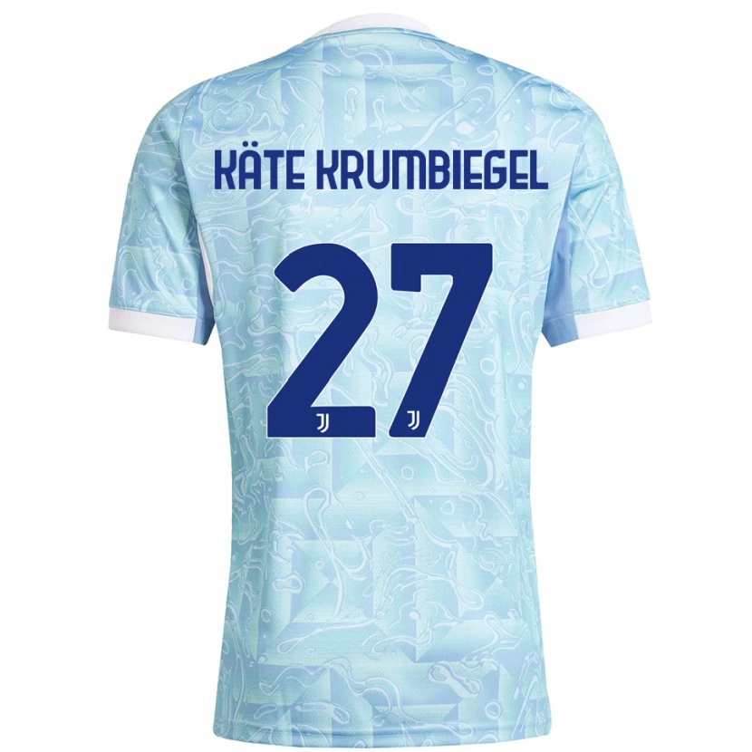 Danxen Hombre Camiseta Paulina Käte Krumbiegel #27 Azul Cielo Amarillo 2ª Equipación 2025/26 La Camisa