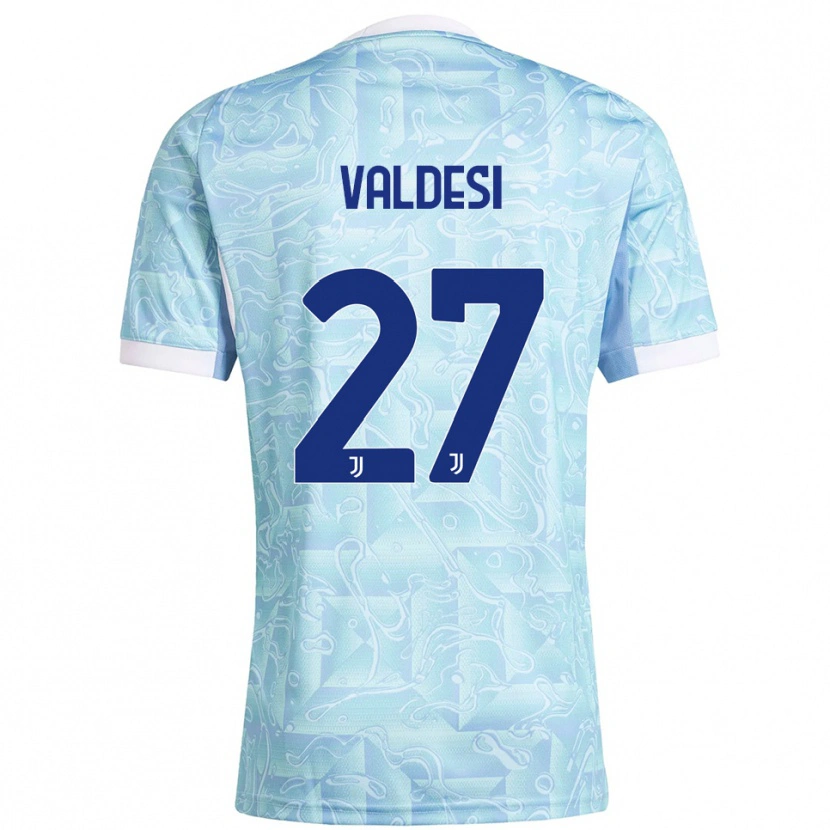 Danxen Hombre Camiseta Andrea Valdesi #27 Azul Cielo Amarillo 2ª Equipación 2025/26 La Camisa