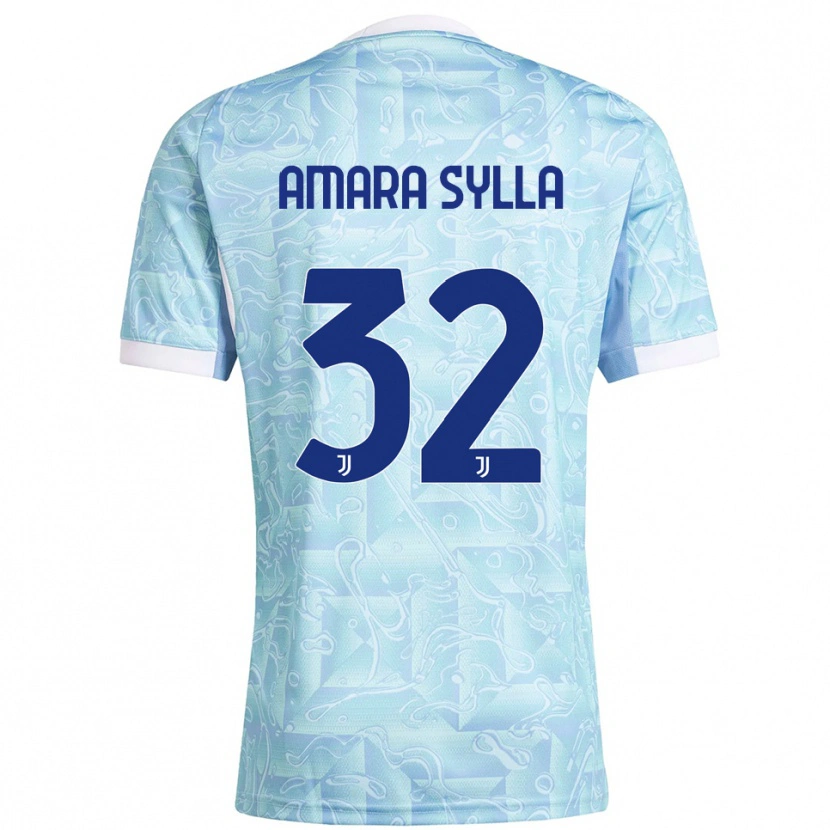 Danxen Hombre Camiseta Idris Amara Sylla #32 Azul Cielo Amarillo 2ª Equipación 2025/26 La Camisa