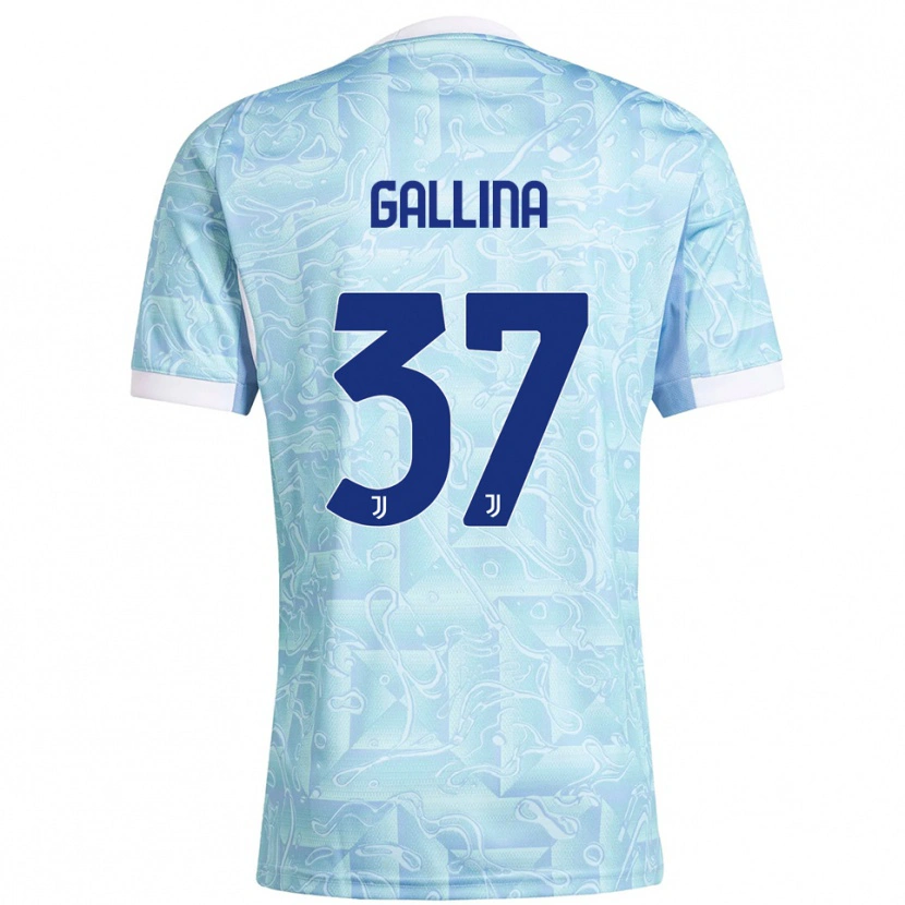 Danxen Hombre Camiseta Arianna Gallina #37 Azul Cielo Amarillo 2ª Equipación 2025/26 La Camisa