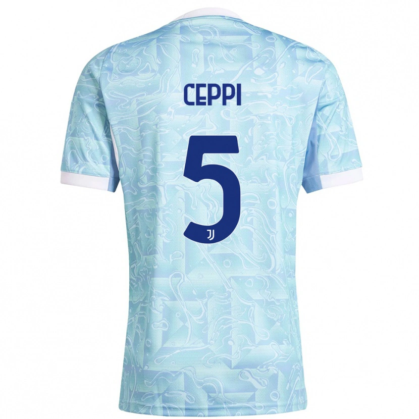 Danxen Hombre Camiseta Paolo Ceppi #5 Azul Cielo Amarillo 2ª Equipación 2025/26 La Camisa