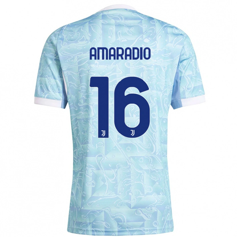Danxen Hombre Camiseta Luca Amaradio #16 Azul Cielo Amarillo 2ª Equipación 2025/26 La Camisa