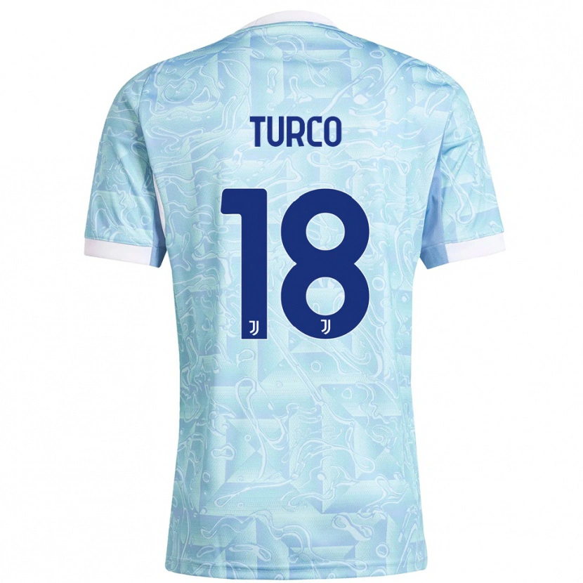 Danxen Hombre Camiseta Nicolo Turco #18 Azul Cielo Amarillo 2ª Equipación 2025/26 La Camisa