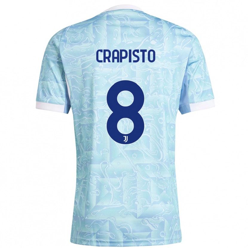 Danxen Hombre Camiseta Francesco Crapisto #8 Azul Cielo Amarillo 2ª Equipación 2025/26 La Camisa