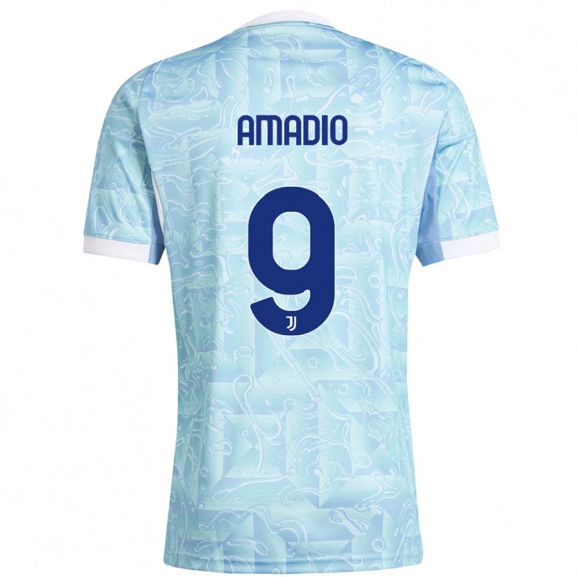 Danxen Hombre Camiseta Alex Amadio #9 Azul Cielo Amarillo 2ª Equipación 2025/26 La Camisa