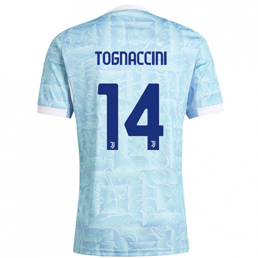 Danxen Hombre Camiseta Vittorio Tognaccini #14 Azul Cielo Amarillo 2ª Equipación 2025/26 La Camisa