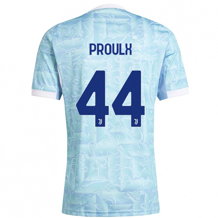 Danxen Hombre Camiseta Lysianne Proulx #44 Azul Cielo Amarillo 2ª Equipación 2025/26 La Camisa