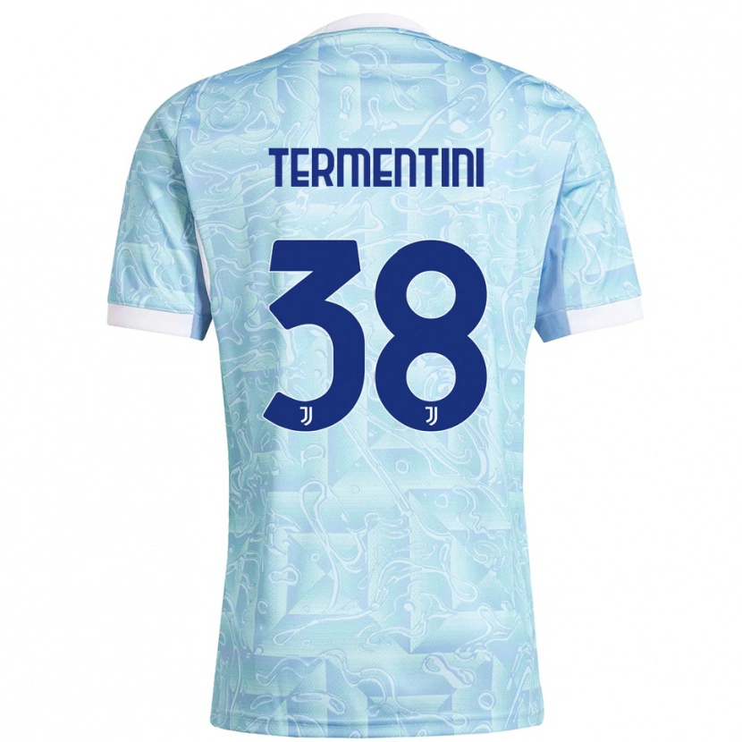 Danxen Hombre Camiseta Giorgia Termentini #38 Azul Cielo Amarillo 2ª Equipación 2025/26 La Camisa