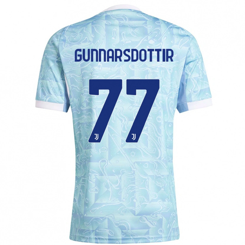 Danxen Hombre Camiseta Sara Bjork Gunnarsdottir #77 Azul Cielo Amarillo 2ª Equipación 2025/26 La Camisa