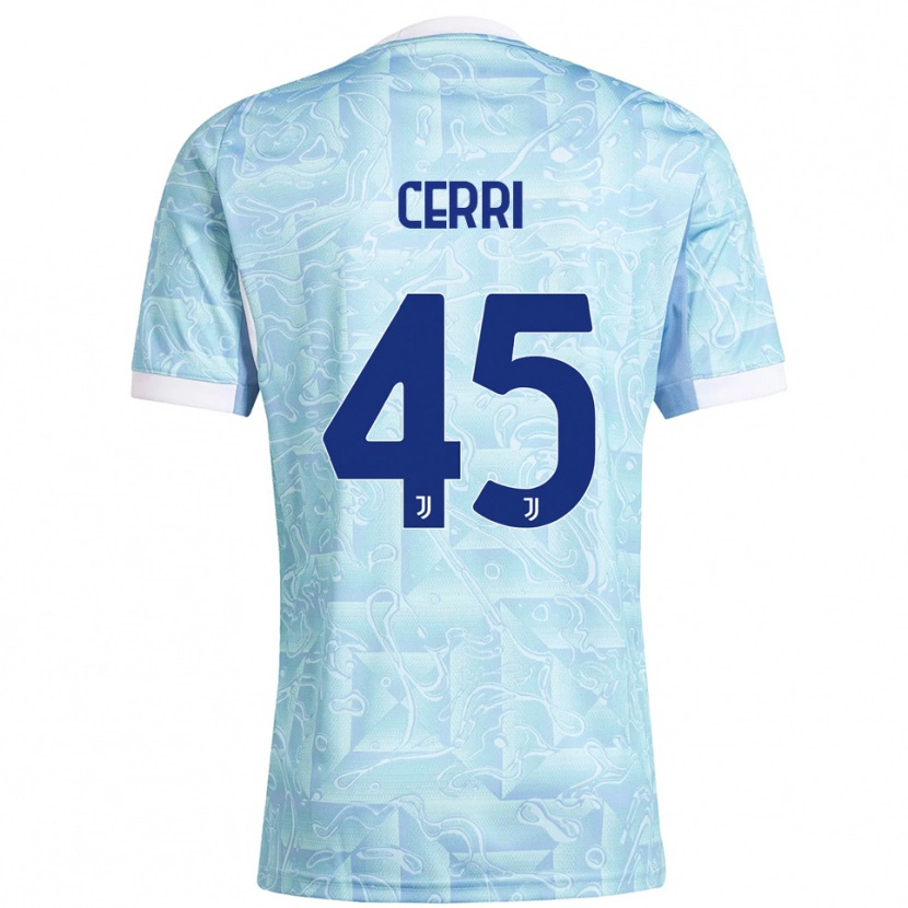 Danxen Hombre Camiseta Leonardo Cerri #45 Azul Cielo Amarillo 2ª Equipación 2025/26 La Camisa