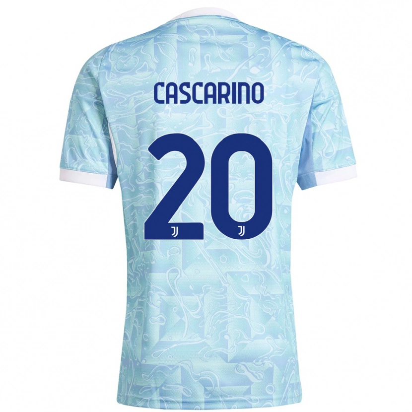 Danxen Hombre Camiseta Estelle Cascarino #20 Azul Cielo Amarillo 2ª Equipación 2025/26 La Camisa