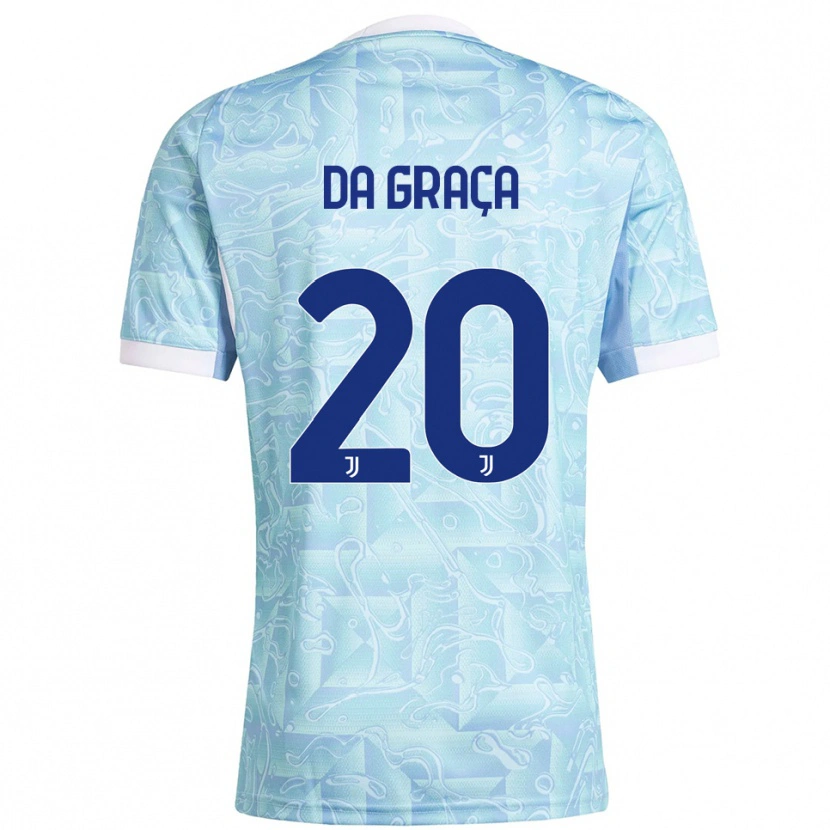 Danxen Hombre Camiseta Cosimo Da Graça #20 Azul Cielo Amarillo 2ª Equipación 2025/26 La Camisa