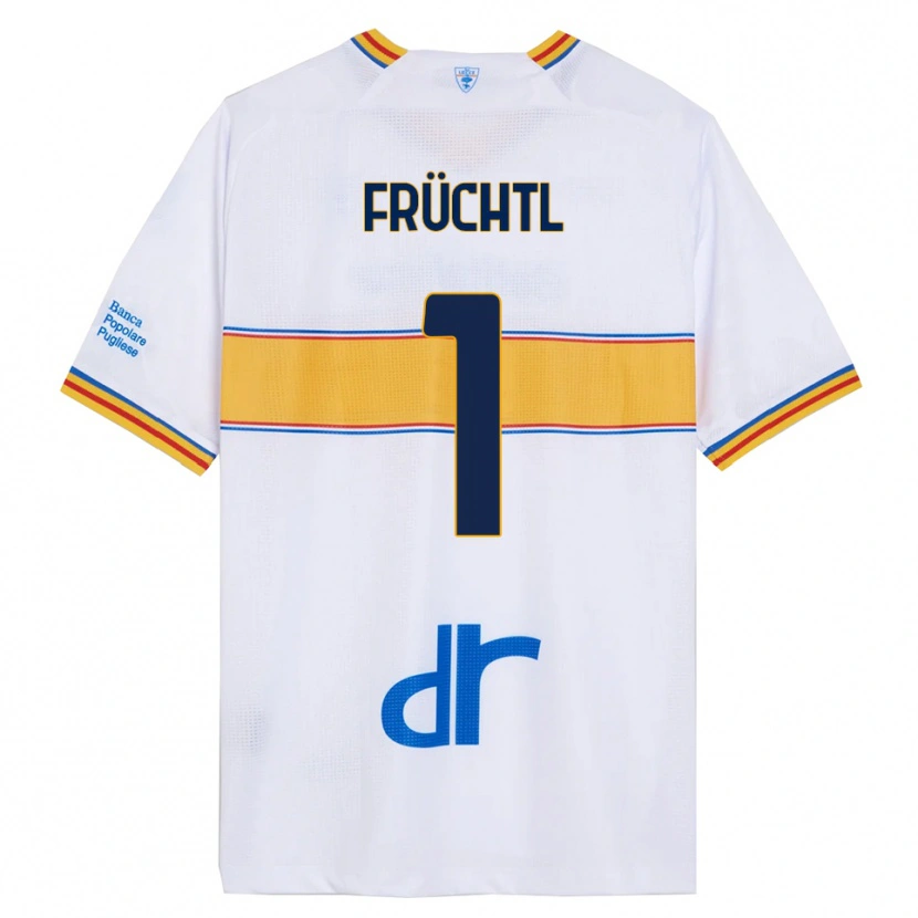 Danxen Hombre Camiseta Christian Früchtl #1 Blanco Amarillo 2ª Equipación 2025/26 La Camisa