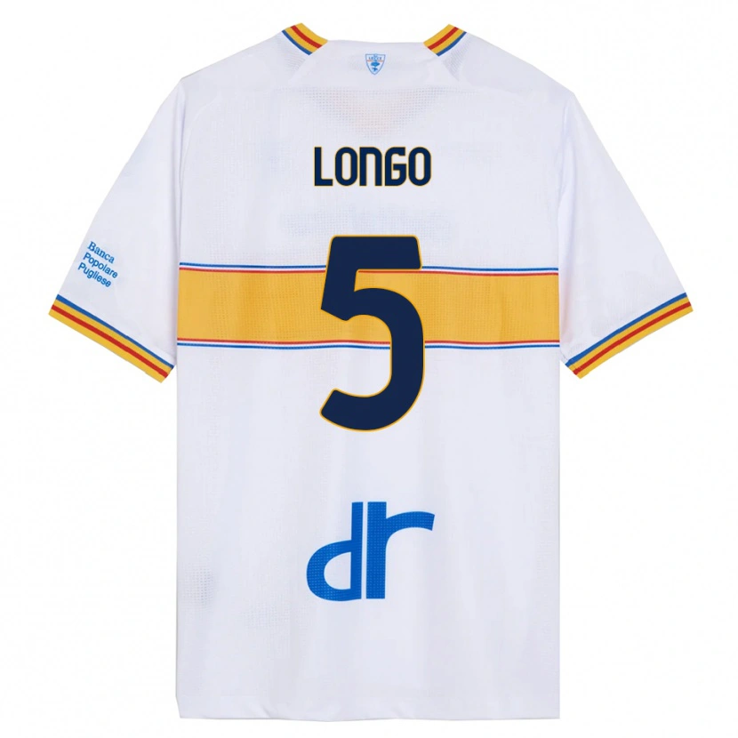 Danxen Hombre Camiseta Francesco Longo #5 Blanco Amarillo 2ª Equipación 2025/26 La Camisa