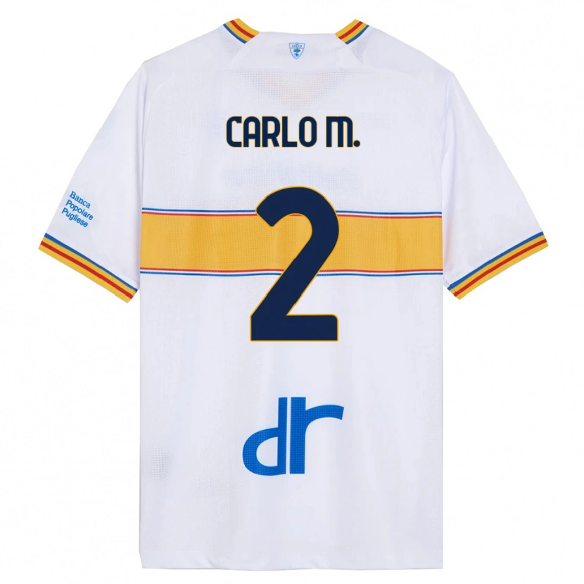 Danxen Hombre Camiseta Carlo Mariano #2 Blanco Amarillo 2ª Equipación 2025/26 La Camisa