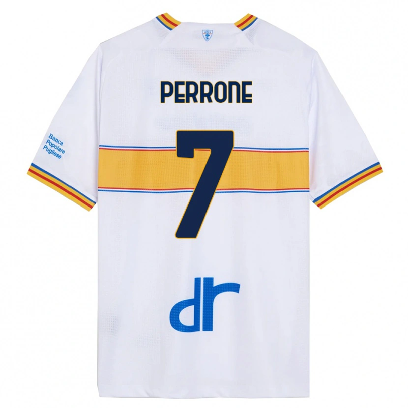 Danxen Hombre Camiseta Samuele Perrone #7 Blanco Amarillo 2ª Equipación 2025/26 La Camisa