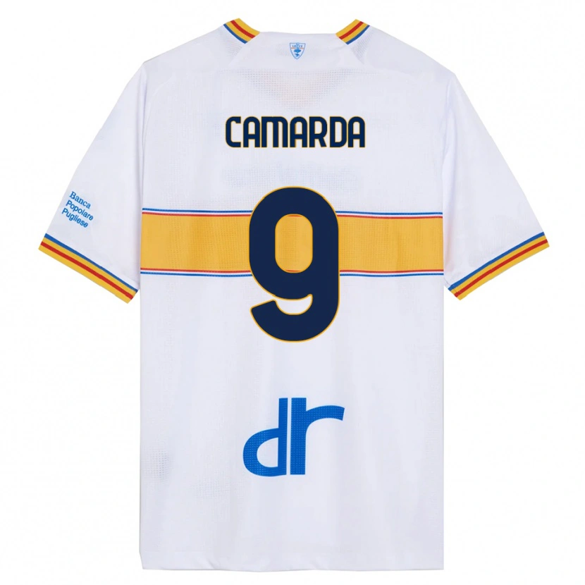 Danxen Hombre Camiseta Francesco Camarda #9 Blanco Amarillo 2ª Equipación 2025/26 La Camisa