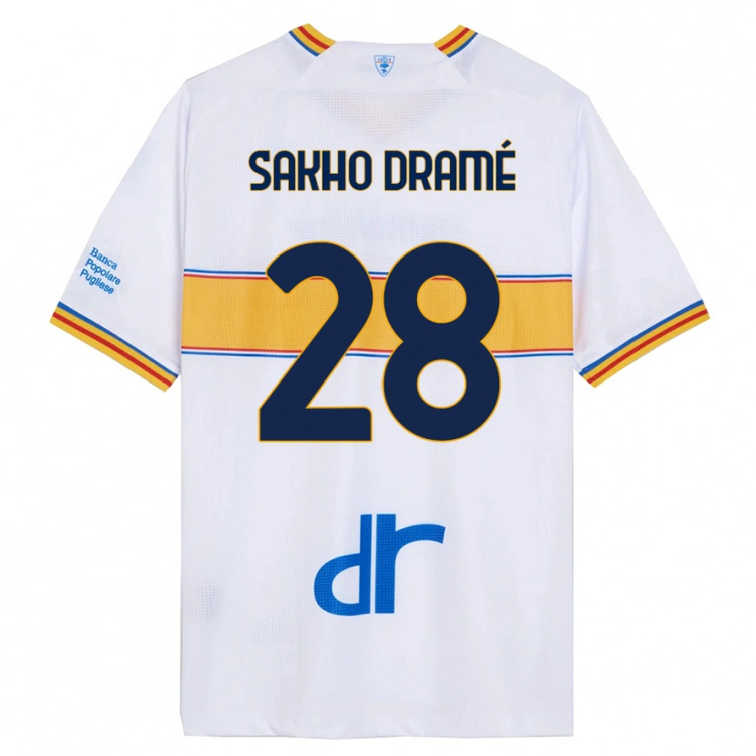 Danxen Hombre Camiseta Samba Sakho Dramé #28 Blanco Amarillo 2ª Equipación 2025/26 La Camisa