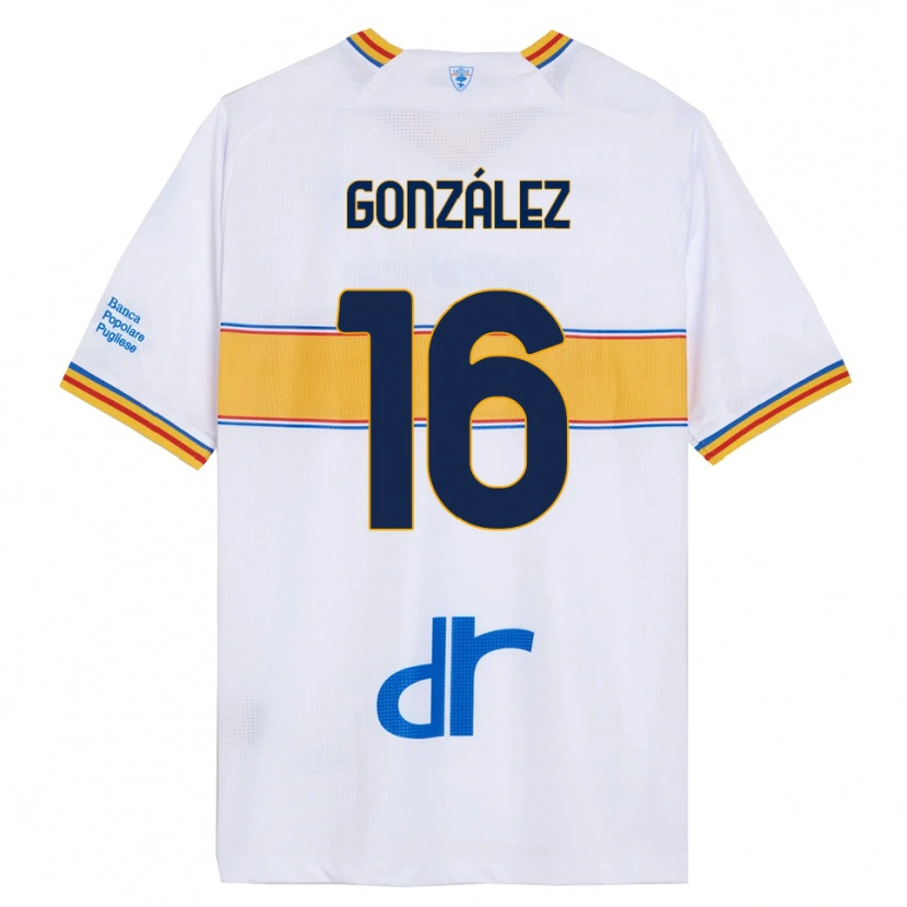Danxen Hombre Camiseta Joan González #16 Blanco Amarillo 2ª Equipación 2025/26 La Camisa