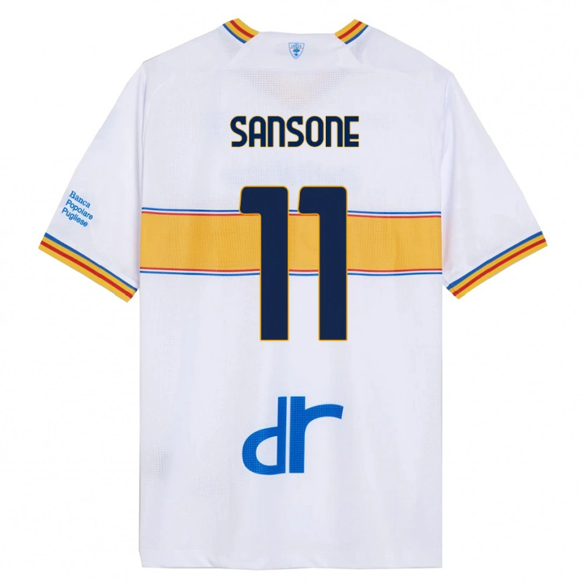 Danxen Hombre Camiseta Nicola Sansone #11 Blanco Amarillo 2ª Equipación 2025/26 La Camisa
