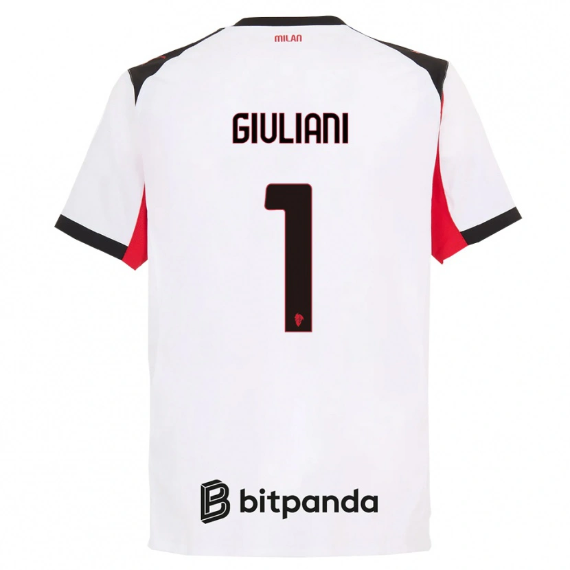 Danxen Hombre Camiseta Laura Giuliani #1 Blanco Negro 2ª Equipación 2025/26 La Camisa