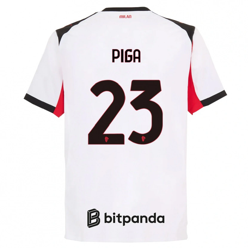Danxen Hombre Camiseta Julie Piga #23 Blanco Negro 2ª Equipación 2025/26 La Camisa