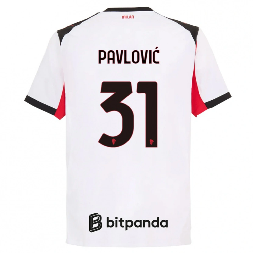 Danxen Hombre Camiseta Strahinja Pavlović #31 Blanco Negro 2ª Equipación 2025/26 La Camisa
