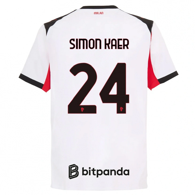 Danxen Hombre Camiseta Simon Kaer #24 Blanco Negro 2ª Equipación 2025/26 La Camisa