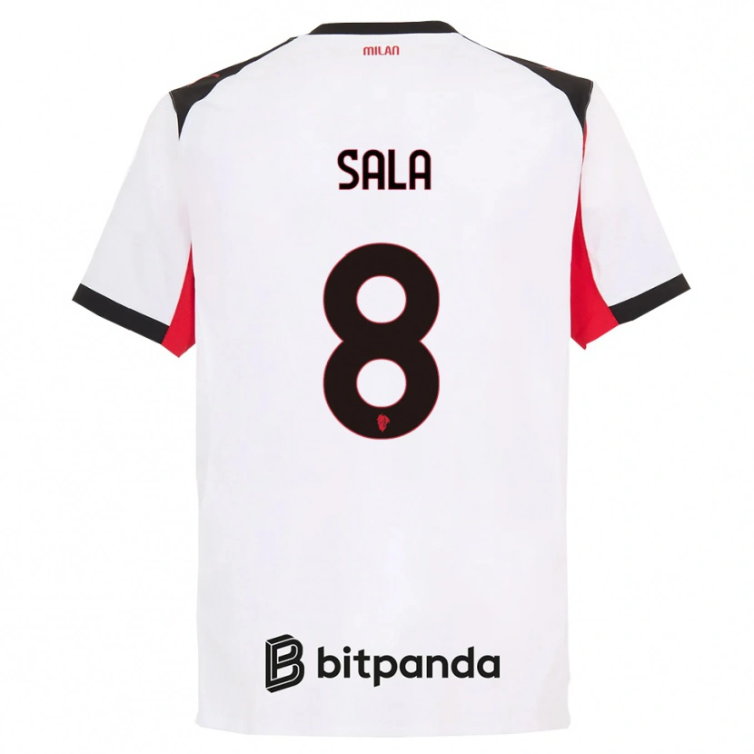 Danxen Hombre Camiseta Emanuele Sala #8 Blanco Negro 2ª Equipación 2025/26 La Camisa