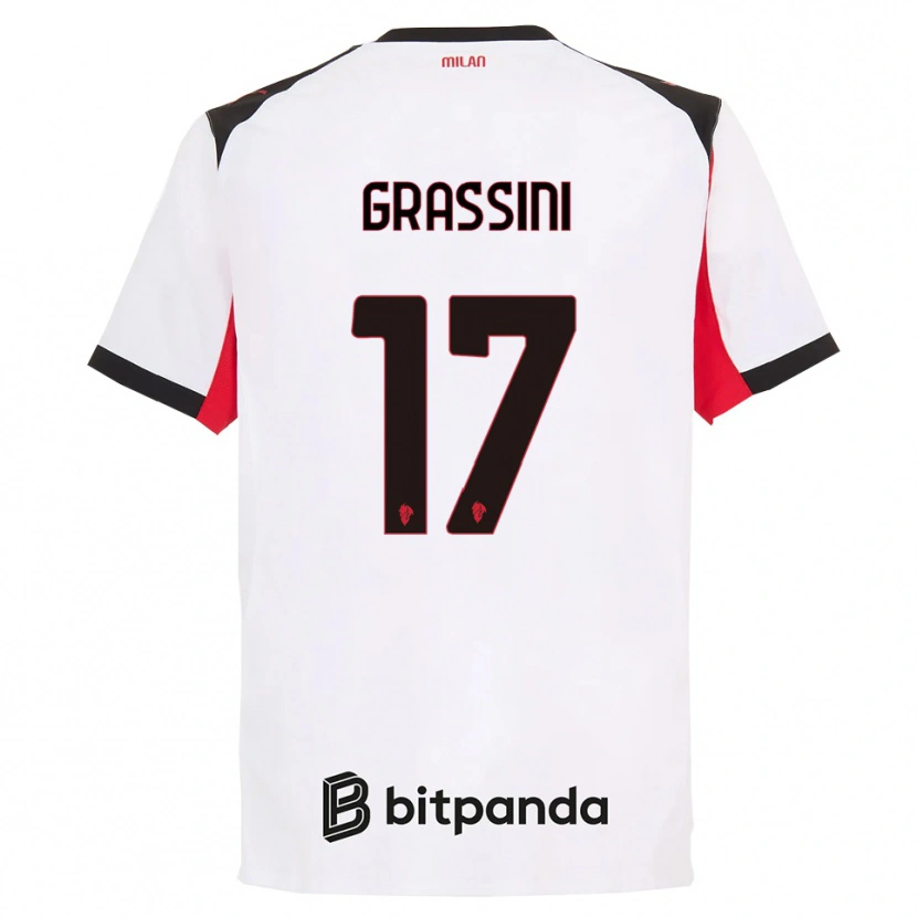 Danxen Hombre Camiseta Riccardo Grassini #17 Blanco Negro 2ª Equipación 2025/26 La Camisa
