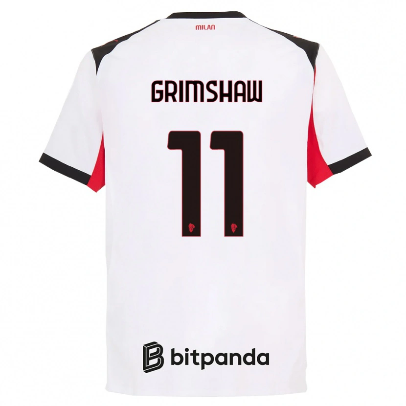 Danxen Hombre Camiseta Christy Grimshaw #11 Blanco Negro 2ª Equipación 2025/26 La Camisa