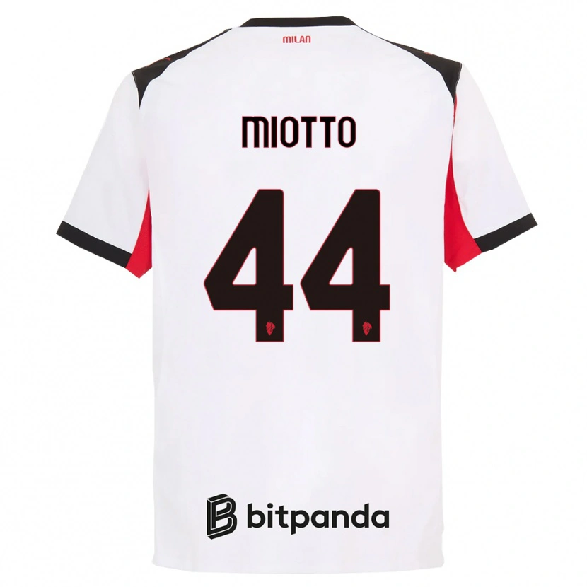 Danxen Hombre Camiseta Giorgia Miotto #44 Blanco Negro 2ª Equipación 2025/26 La Camisa