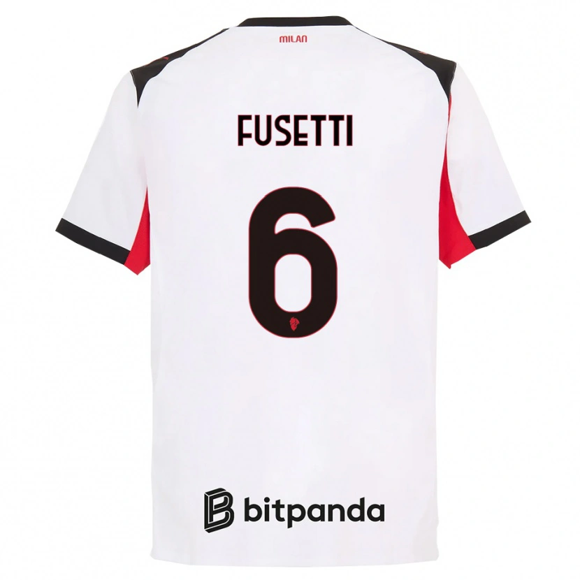 Danxen Hombre Camiseta Laura Fusetti #6 Blanco Negro 2ª Equipación 2025/26 La Camisa