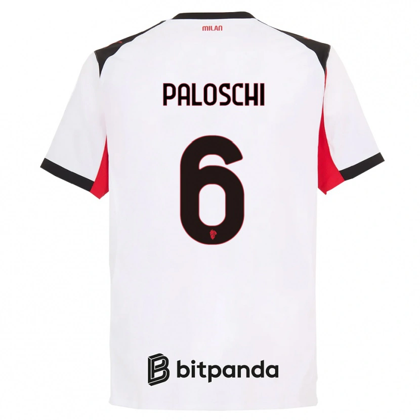 Danxen Hombre Camiseta Dorian Paloschi #6 Blanco Negro 2ª Equipación 2025/26 La Camisa