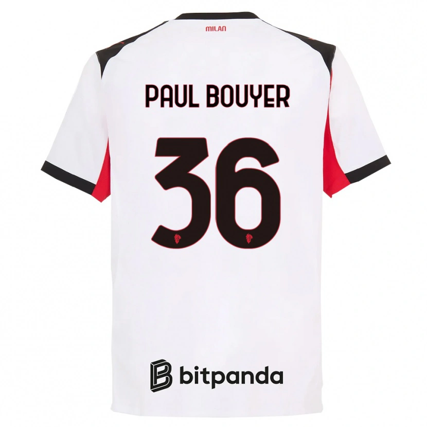 Danxen Hombre Camiseta Léo Paul Bouyer #36 Blanco Negro 2ª Equipación 2025/26 La Camisa