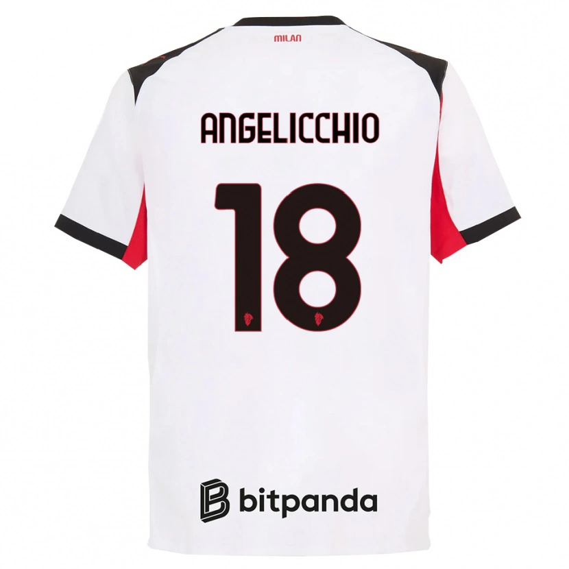 Danxen Hombre Camiseta Mattia Angelicchio #18 Blanco Negro 2ª Equipación 2025/26 La Camisa