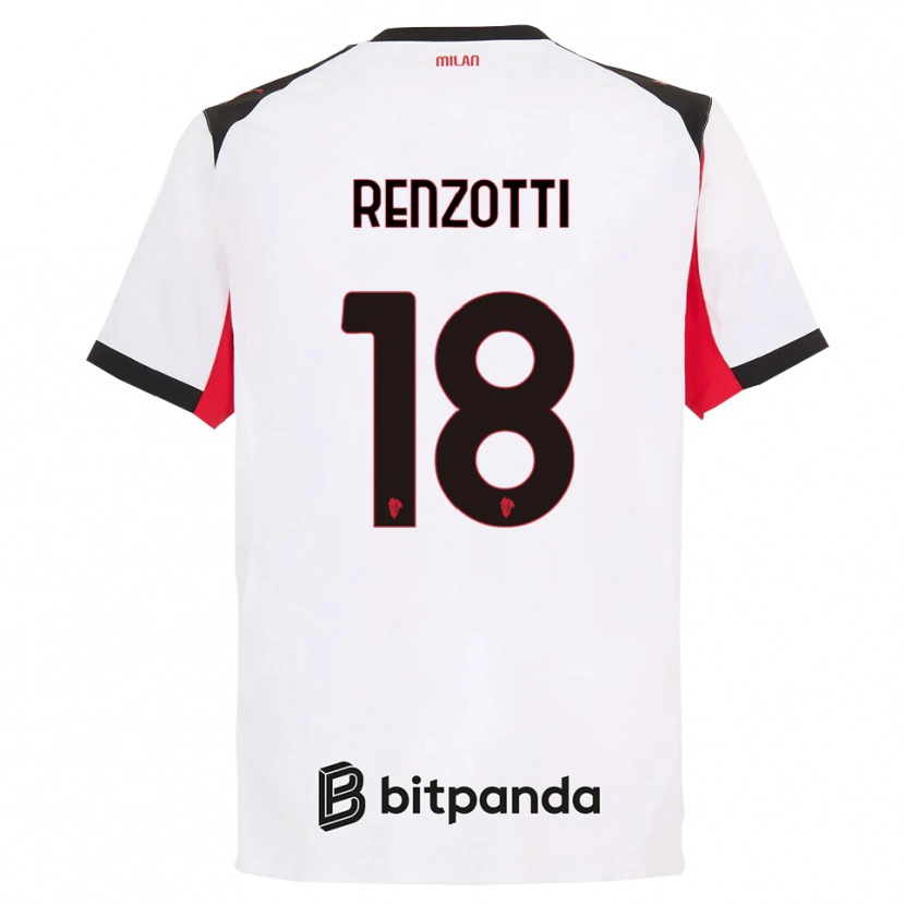 Danxen Hombre Camiseta Monica Renzotti #18 Blanco Negro 2ª Equipación 2025/26 La Camisa
