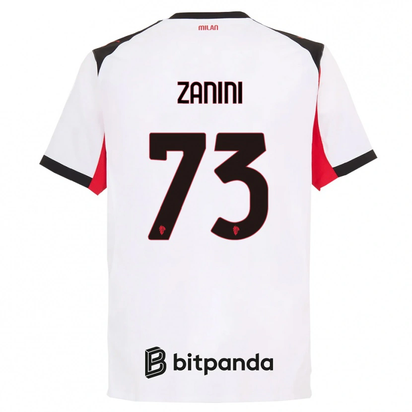 Danxen Hombre Camiseta Paola Zanini #73 Blanco Negro 2ª Equipación 2025/26 La Camisa