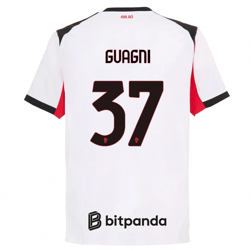 Danxen Hombre Camiseta Alia Guagni #37 Blanco Negro 2ª Equipación 2025/26 La Camisa