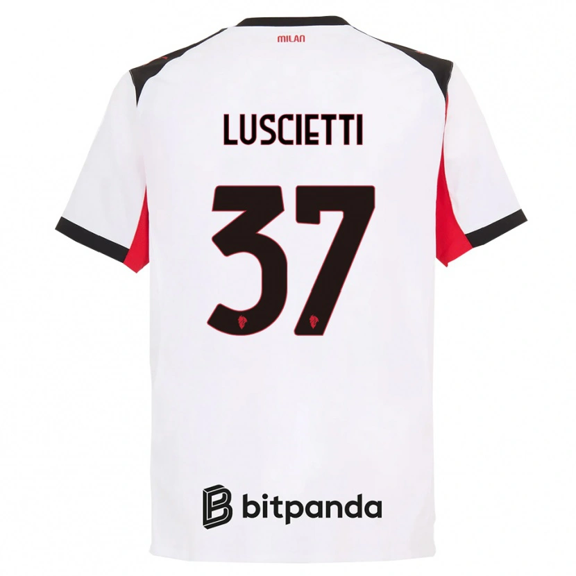 Danxen Hombre Camiseta Abebe Luscietti #37 Blanco Negro 2ª Equipación 2025/26 La Camisa