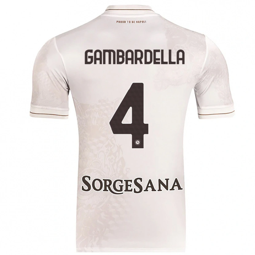 Danxen Hombre Camiseta Vittorio Gambardella #4 Champán Marrón 2ª Equipación 2025/26 La Camisa