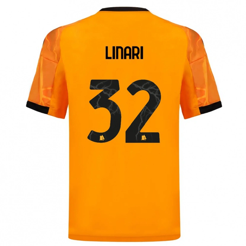 Danxen Hombre Camiseta Elena Linari #32 Naranja Negro 2ª Equipación 2025/26 La Camisa